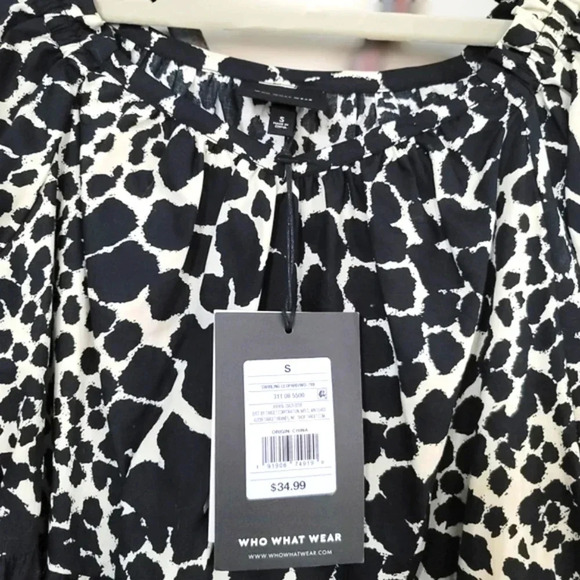 *NWT* Who What Wear Leopard Print Short Puff Sleeve Dress W/pockets Size Small - Picture 9 of 10